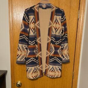 Aztec-Inspired Open Front Cardigan